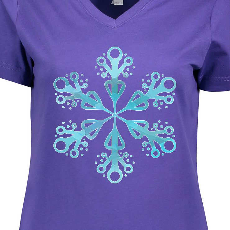 Inktastic Icy Blue Winter Snowflake Women's V-Neck T-Shirt - image 3 of 4