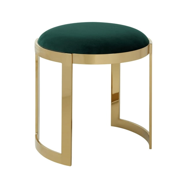 Taburete Benzara Niyo 48 cm con asiento de terciopelo verde dorado