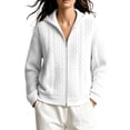 thumbnail image 6 of Inverlee Womens Cable Knit Full Zip Hooded Cardigan Ribbed Cuffs Side Pockets Long Sleeve Sweatshirts Casual Outerwear Loungewear Tops White XXXL, 6 of 8