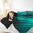 thumbnail image 4 of Homewish Abstract Geometric Striped Full Size Comforter Sets,Line Pattern Bedding Comforter Set,Cyan Black Bedding Sets For Kids,Super Cozy Room Decor Reversible,3pcs, 4 of 8