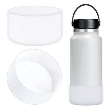 Linkidea Water Bottle Boot Compatible with Hydra Flask Wide Mouth Flex Cap/Straw Lid/Chug Cap 32oz/40oz, Silicone Bottle Bottom Sleeve Cover Protector, Bottle Bumper (Clear / 2 Pack)