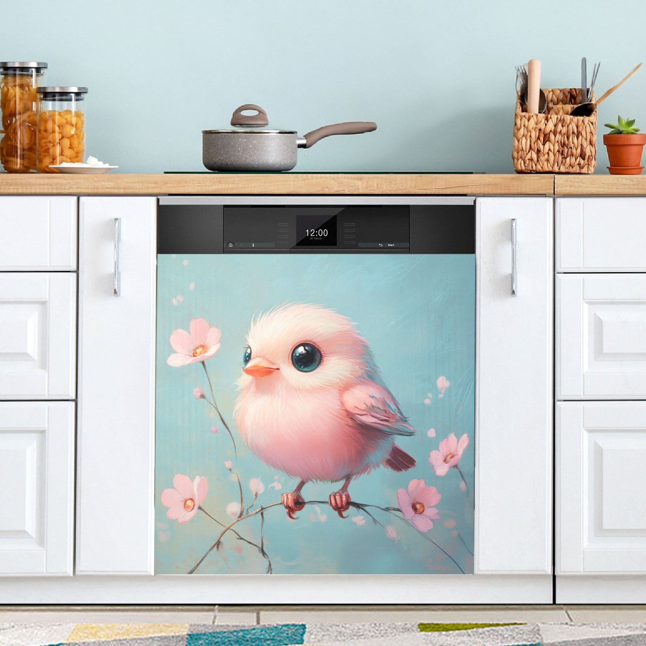 Dishwasher Magnetic Sticker 23x26 Inch Refrigerator Magnetic Sticker Washing Machine Magnetic Sticker Kitchen Panel Magnetic Sticker Home Decor Super Beautiful Pink Birds