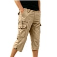 thumbnail image 2 of Ciovxyn Men's Casual Cargo Capri Pants with Multi-Pocket and Elastic Waist - Khaki XXL, 2 of 6
