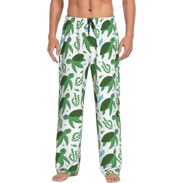 Fotbe Cartoon Turtle Pantalones de Pijama para Hombre, Pantalones de Dormir, Pantalones de Casa con Cintura Ajustable y Bolsillos-Medium