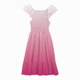 thumbnail image 5 of NOLDARES Girls Backless Tulle Dress Halter Neck Flower Girl Short Sleeve Ruffle Swing Party Dress(Hot Pink,4-5 Years), 5 of 6