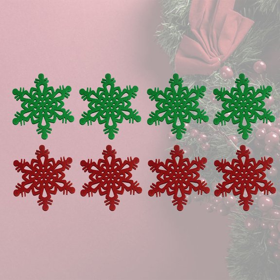 SWETRACE 2Sets Flexible Nonwoven Red Snowflake Coasters with Hanging Pendant for Christmas Decoration