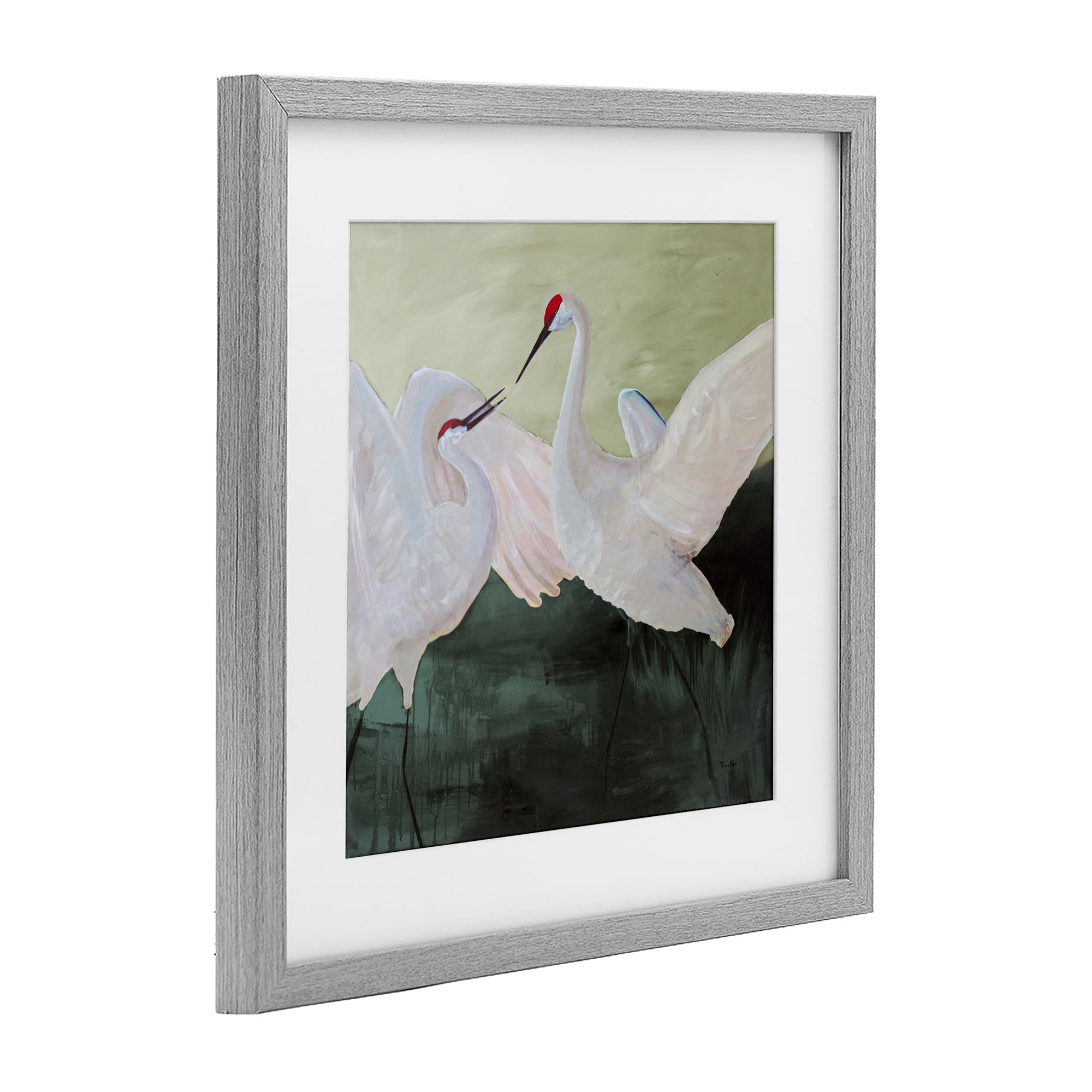 Stupell Industries White Sandhill Cranes Gray Framed Print Under Glass, design by Robin Maria