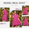 thumbnail image 4 of Vestido casual Dokotoo para mujer, cuello en V, manga corta, rosa intenso, talla M, 4 of 8