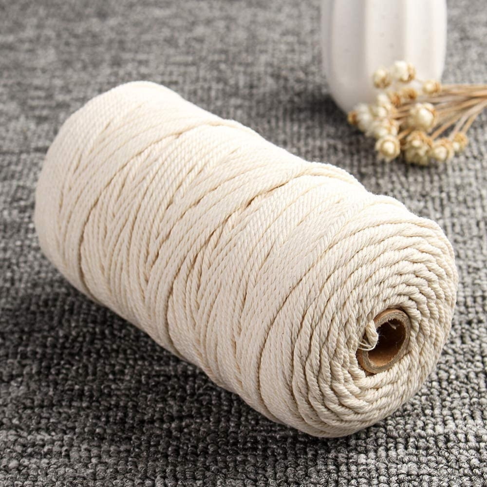 MesaSe Macrame Cotton Cord, 4 Strand Twisted Macrame Yarn, Natural Cotton Cord Perfect Macrame Supplies for DIY Crafts(200 M)