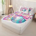 thumbnail image 2 of Homewish Pastel Baseball With Pink Bow Print Zipper Twin Comforter Sets with Fitted Sheet and 2 Pillowcases,Cute Sports Zipper Bedding Set For Kids Girls,Reversible,4 Pieces, 2 of 7