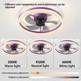 thumbnail image 5 of Ceiling Fans with Lights & Remote, Dimmable Low Profile Ceiling Fan for Living Room, Bedroom, Balconies, Corridors, Modern Ceiling Fan with 6 Speeds & Timing, Purple, 5 of 7