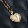 thumbnail image 2 of Giorgio Bergamo Stainless Steel Yellow Gold Plated Micro Pave Heart Initial A - Z Letter Pendant Mens Womens Necklace, Gold, T, 2 of 6