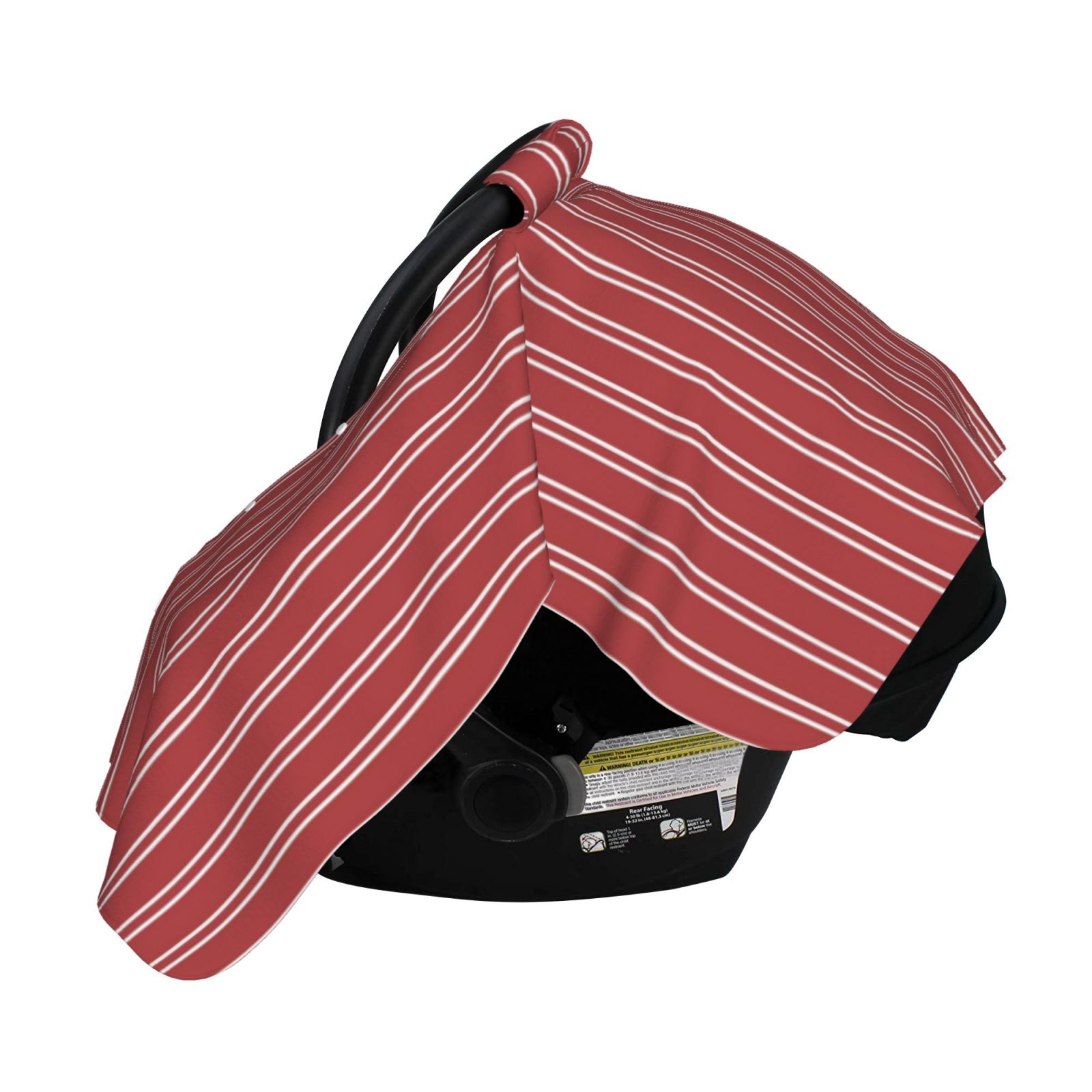 Naloa Stripes Red White Baby Car Seat Cover, Breathable Baby Carrier Cover, Multiuse Baby Carrier Cover & Nursing Breastfeeding Cover