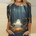 thumbnail image 2 of Tbopshirt Halloween 3/4 Tshirts Women Graphic,Halloween Shirts for Women Fashion Tees Casual Round Neck Loose Blouses Shirts,Halloween Tops Plus Size,Halloween Gifts, 2 of 5