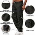 thumbnail image 2 of MLDRA Men's Cargo Pants Jogger Work Trousers Relaxed Fit Loose Casual Sweatpants Lightweight Slacks with Multi Pockets Black, 2 of 7