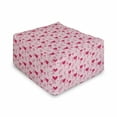thumbnail image 1 of Love Rectangle Pouf, Pattern with Silhouettes of Angel Heart Bird and Calligraphic Text Love Art Print, Under Desk Foot Stool for Living Room Office Ottoman with Cover, 25", Rose Pink, by Ambesonne, 1 of 4