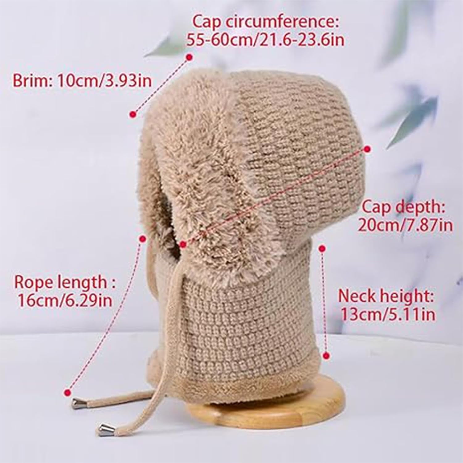 Choosemuc Hat, Women's Outdoors Windproof Scarf Hat, 3-in-1 Winter Balaclava for Women, Knitted Ski Scarf and Mask Set Khaki