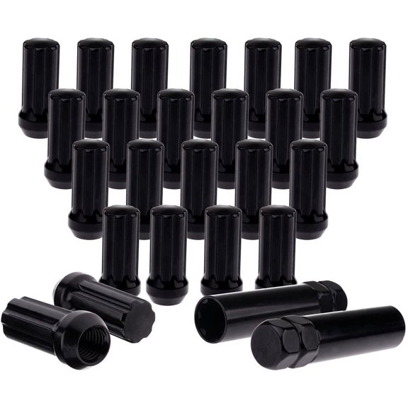 SCITOO 24PCS 2Keys Black Lug Nuts Spline for 3/4" Socket Key Drive Close End, 51mm Tall, 14X2.0 Thread, Fits for Ford Expedition/for Ford for F150/for Lincoln Mark LT/for Lincoln Navigator 1997-2014