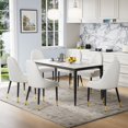 thumbnail image 3 of 63" Rectangular White Dining Table for 4–6 People, Modern Sintered Stone Kitchen Table with metal Legs, Dining Table for Kitchen, Living Room, 3 of 8