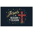thumbnail image 6 of Gold Lettering Jesus Banner Red Plaid Cross Christian Banner Snowflake Decor Star Pattern Christmas Banner for Christmas Celebration Church Event Christian Gathering, 6 of 7