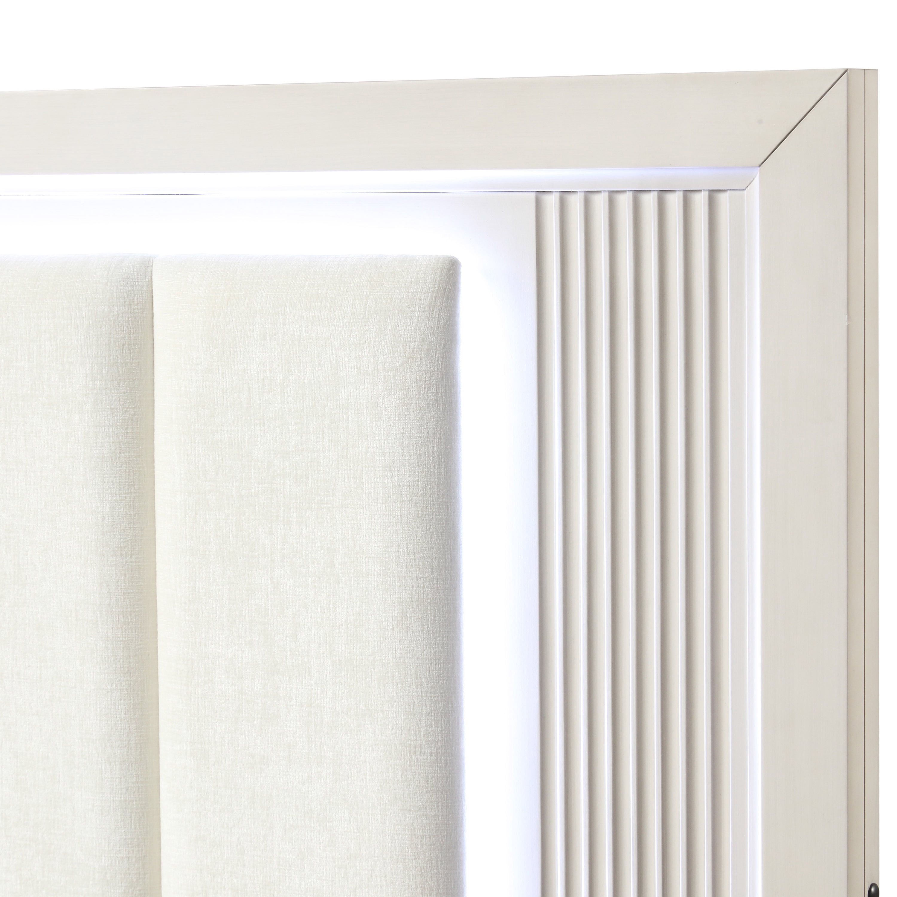 Furniture of America Fenton Solid Wood Queen Panel Bed with LED Light, Antique White