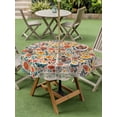 thumbnail image 3 of Boho Beige Flowers Outdoor Tablecloth - 60 Inch Round Dining Table Cover, Spring Abstract Watercolor Floral Leaf Waterproof Outdoor Table Cloth with Umbrella Hole & Zipper for Picnic/Patio/Party, 3 of 7