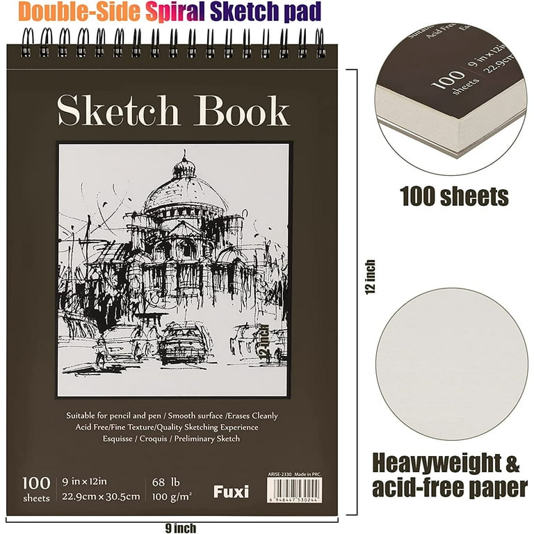 200 Sheets (2-Pack) 9 x 12 Inch Smooth Sketchpad - Art-n-Fly