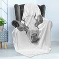 thumbnail image 4 of Farm Animal Soft Flannel Fleece Throw Blanket, Detailed Hand Drawn Sketch Portrait of Cow with Horns Image, Cozy Plush for Indoor and Outdoor Use, 50" x 70", Dark Grey Pale Grey, by Ambesonne, 4 of 5