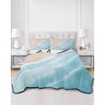 thumbnail image 2 of Quilts Full Size Bedding Set, Blue Waves Coastal Lightweight Quilted Comforter, Summer Beach Ocean Seaside Soft Reversible Bedspread Coverlet with Pillow Covers for All Season, 78" x 90", 2 of 7