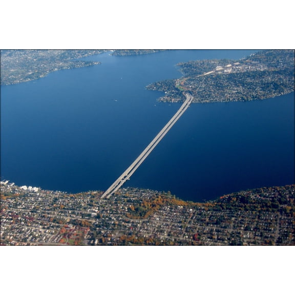 24"x36" Gallery Poster, I 90 bridge across Lake Washington in Seattle