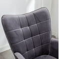 thumbnail image 4 of Roundhill Furniture Leiria Contemporary Silky Velvet Tufted Accent Chair with Ottoman, Gray, 4 of 14
