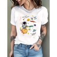 thumbnail image 1 of Women's Space Explorer Graphic Tee - Casual & Sporty, Cotton Blend, Machine Washable, Round Neck, Non-Transparent with Cartoon Astronaut & Planets Design, Perfect for All Seasons, 1 of 6