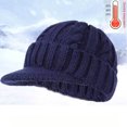 thumbnail image 5 of Thermal Insulated Mens Caps Hat Ribbed Knit Design Windproof Ear Flap Winter Headgear Outdoor Commuting Hat, 5 of 8
