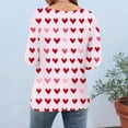 thumbnail image 4 of Guieoi Women's Cute T Shirt Heart Bow Knot Long Sleeve Tops for Valentines Day Trendy Basic Tees Tunic Top Pink S, 4 of 7