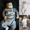 thumbnail image 1 of Infant Baby Boy Girl Warm Outfits Kids Solid Shirts Tops Long Pants Clothes Set, 1 of 5