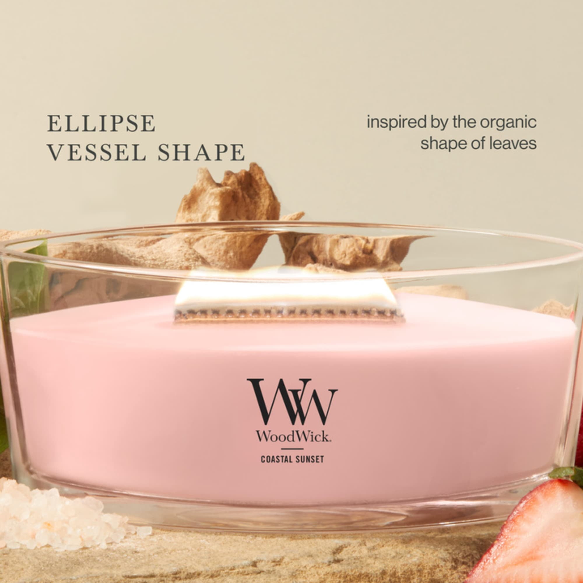 (2 pack) WoodWick Ellipse Scented Candle, Coastal Sunset, 16 oz