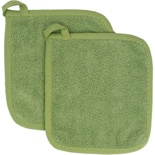 Agarraderas para ollas de cocina - Almohadillas térmicas aisladas de lona de algodón 100% para horno - Resistente al calor - Paquete de 2