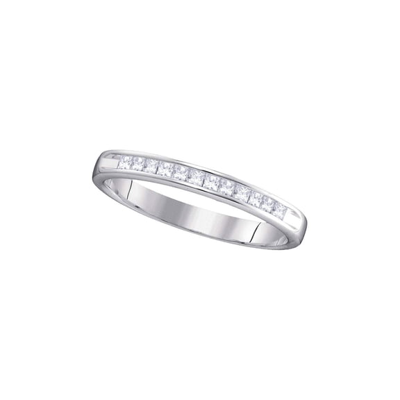 Jewels By Lux 14kt White Gold Womens Round Diamond 3mm Wedding Band Ring 1/4 Cttw Ring Size 7