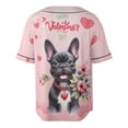 thumbnail image 2 of Happy Valentine's Day French Bulldog holding flowers All Over Print 3D Baseball Shirt Dog Lover Gifts Softball Sport - 3005, 2 of 6