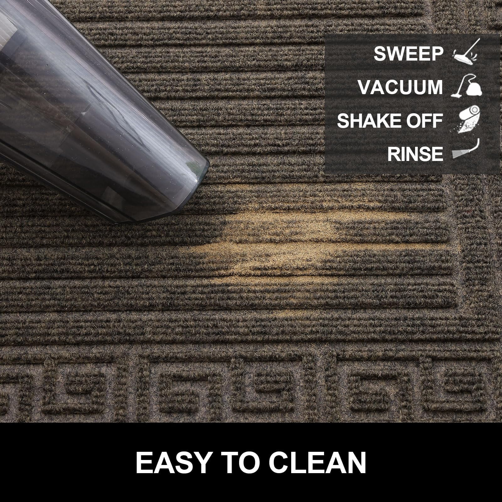 Buganda Outdoor Doormats, Heavy-duty Rubber Door Mats, Absorbs Moisture and Dirt Outdoor Mats, Low Profile Mats for Entry, 36"x24", Brown