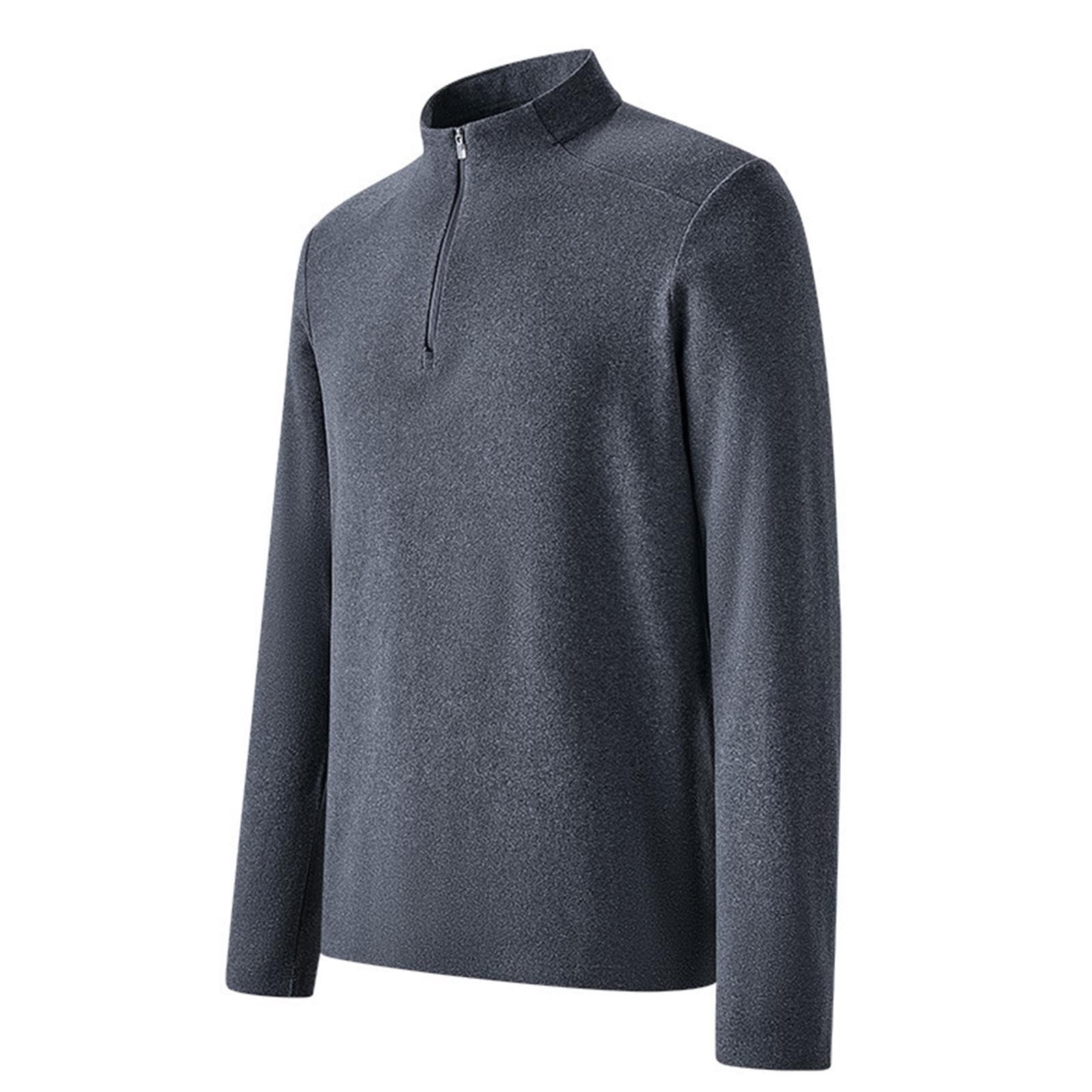 Ceisia Men Half Zip Mock Neck Thermal Fleece Lined Long Sleeve Base Layer Shirt Soft Warm Inner Pullover For Autumn And Winter Gray XL Gift