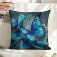 thumbnail image 6 of Blue butterfly blue flower Flowers Linen toss pillowcase Decoration pillowcase Gift preferred 18x18" Cushion cover 4 set Sofa pillowcase Sofa bedroom living room car, 6 of 8
