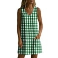 thumbnail image 5 of WAGUTH Women's Gingham Print Shift Dresses V-Neck Sleeveless Summer Mini Dress Soft Breathable Casual Dress with Pockets for Beach Vacation, 5 of 5