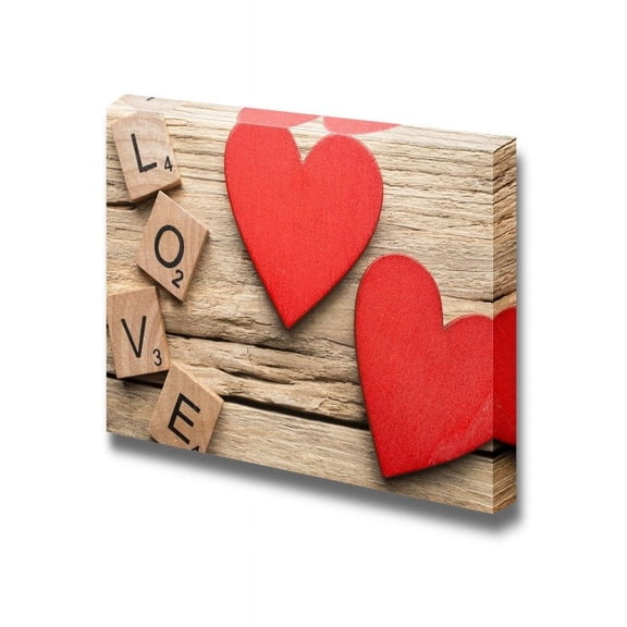 wall26 - Canvas Prints Wall Art - Red Heart on Old Wooden Background | Modern Wall Decor/Home Decoration Stretched Gallery Canvas Wrap Giclee Print. Ready to Hang - 12" x 18"