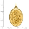 thumbnail image 3 of Auriga 14K Yellow Gold Solid Satin Large Oval St. Christopher Medal Pendant (L-39mm, W-23mm), 3 of 6