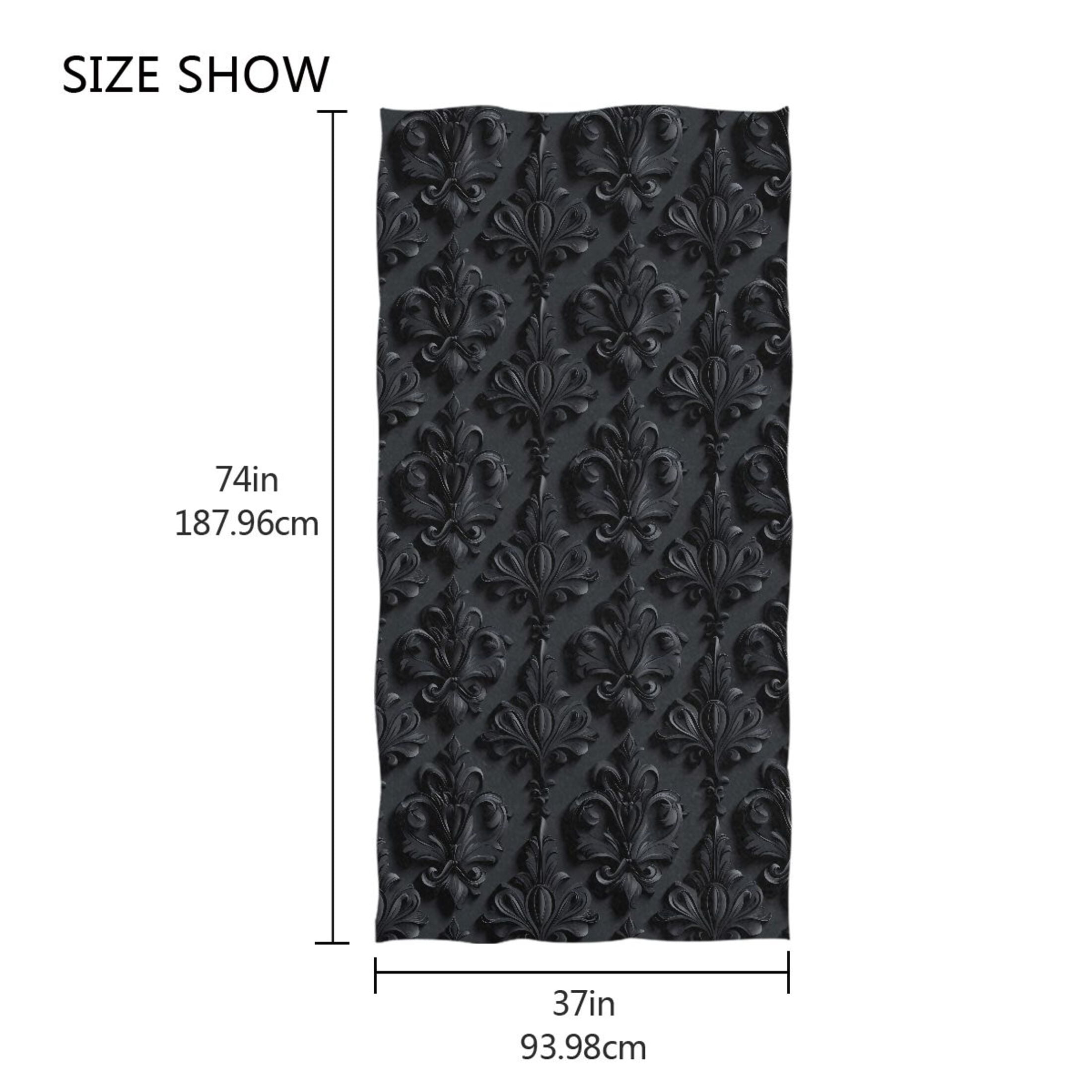 Oversized Beach Towel Extra Large Absorbent Microfiber Bath Towels Soft Quick Drying 3d Dark Black Damask 74"x37"