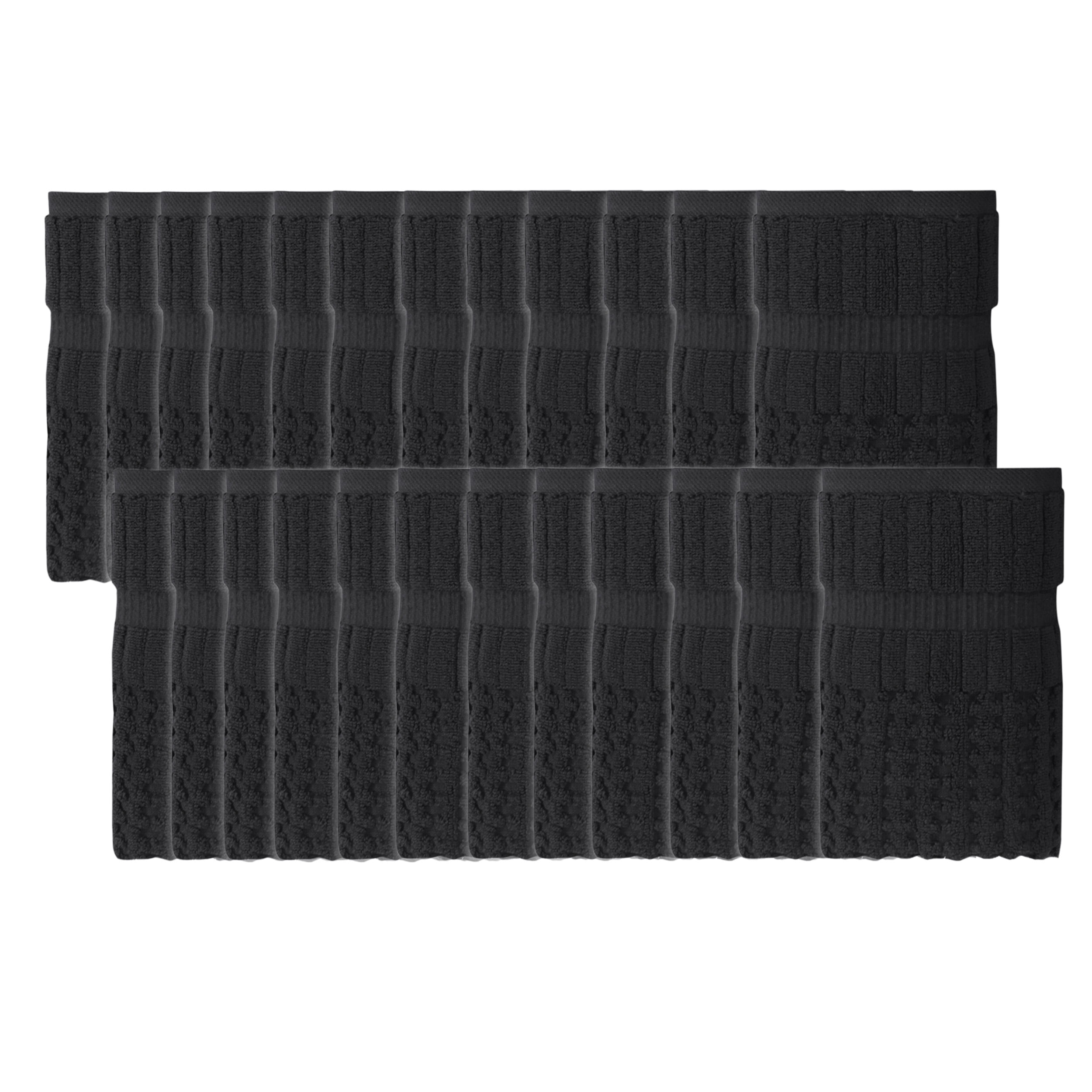 Home Weavers Willow Collection Hand Towels Set of 24 | 100% Cotton Zero Twist | 630 GSM Thick Plush | Soft, Highly Absorbent & Quick Dry | Hotel Quality Luxury Hand Towels | 16x24 Inch | Black
