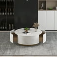 thumbnail image 3 of Magic Home Modern Round Coffee Table with Two Drawers,Circle Coffee Table Space-Saving Multiple Purpose for Living Room,dining room and home office,White, 3 of 10