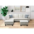 thumbnail image 2 of Pemberly Row L Shaped White Couch with Ottoman(Pillows Included) Microfiber, 2 of 7