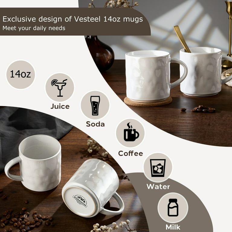 Large 17 Oz Ceramic Coffee Mugs Set Of 2 - Unique Kiln-Altered Glaze, Big Handle, Dishwasher & Microwave Safe (Blue-Purple)